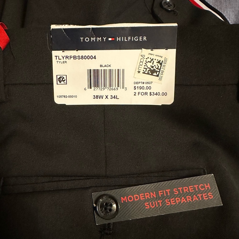 Tommy Hilfiger Black Modern Fit Stretch Dress Pants